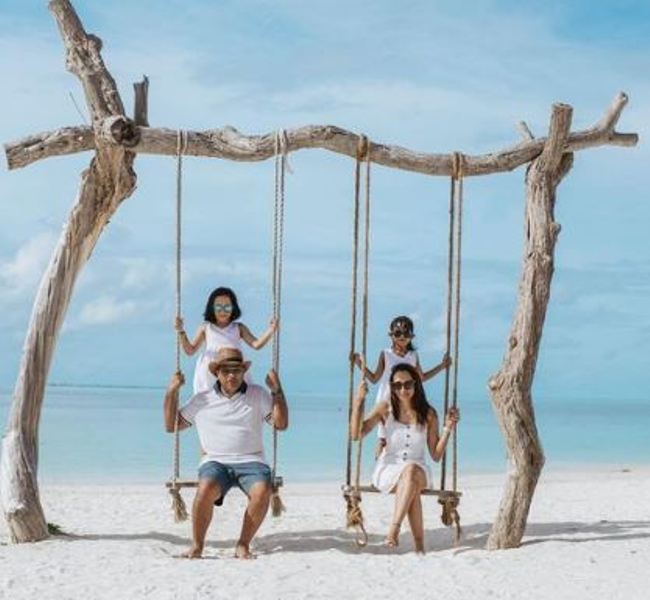 Anuj Singhal with his family on vacation in Maldives