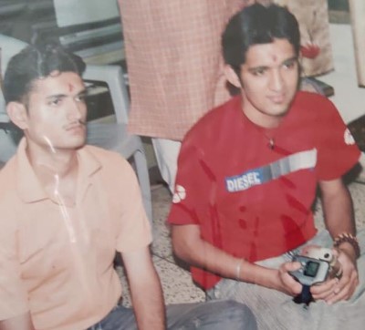 Arjun Aneja (right) during his teenage years