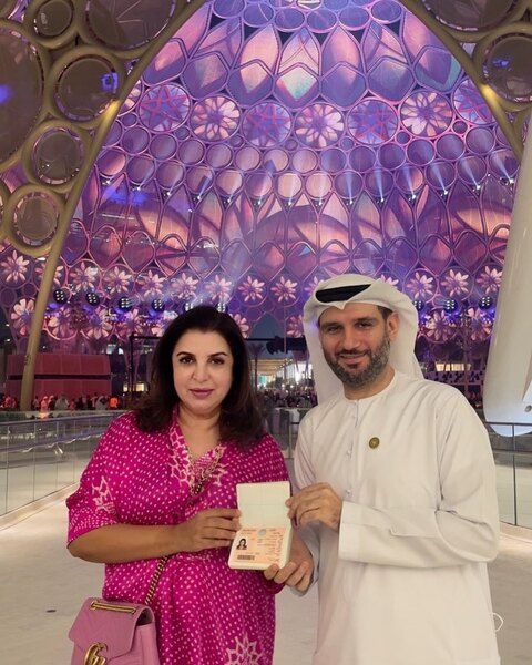 Farah Khan receiving her Golden Visa for UAE