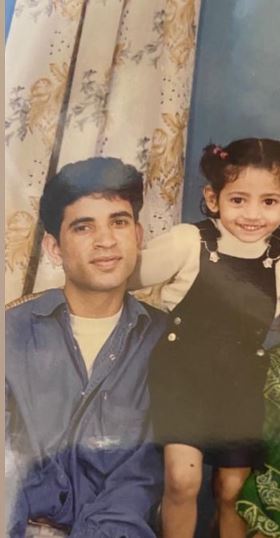 Gargee Nandy in childhood with her father