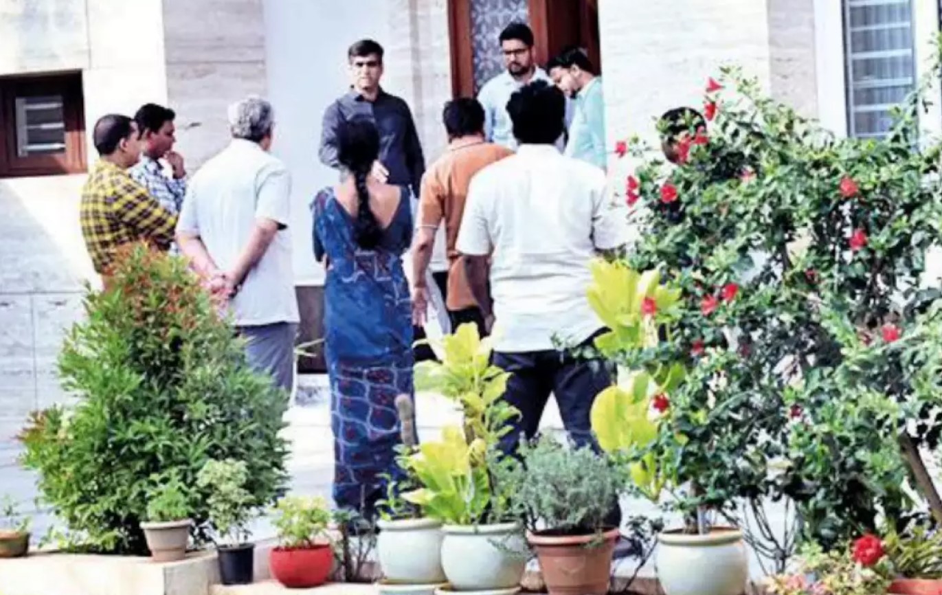 Income Tax officials during raid at Malla Reddy's residence