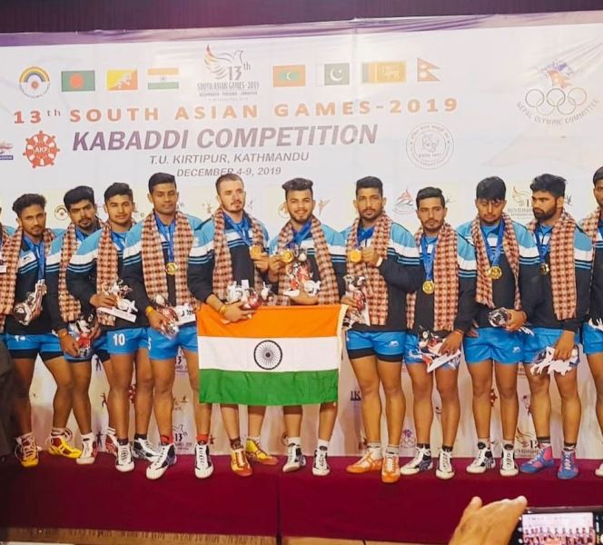 Indian team after winning gold at the 13th South Asian Games