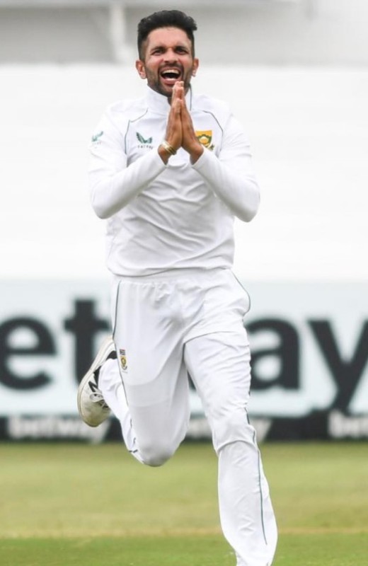 Keshav Maharaj while playing in a test match