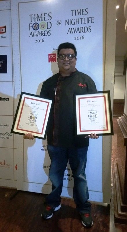 Koushik Shankar with his Times Food Awards 2016