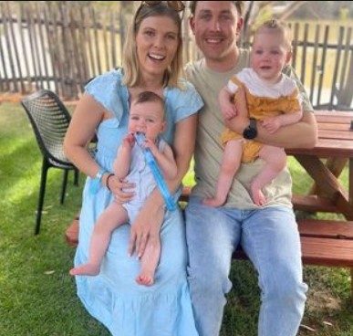 Luke Davies with his family