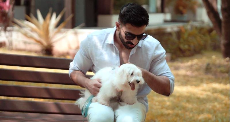 Mohak Malhotra with a dog