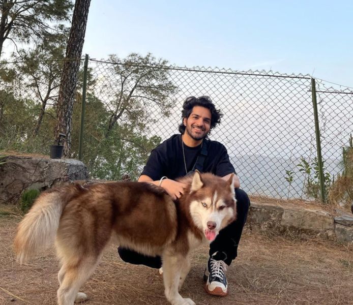 Nikhil Mehta with his pet dog