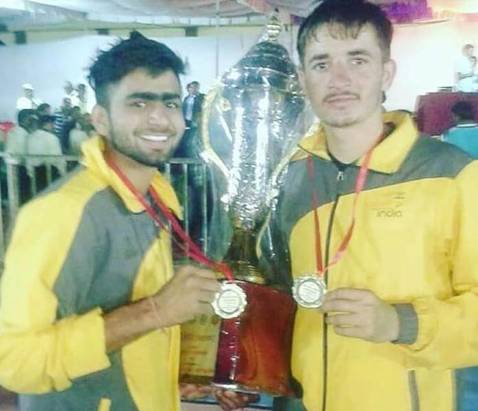 Parvesh Bhainswal after winning a medal in a Kabaddi match during the initial days of his career