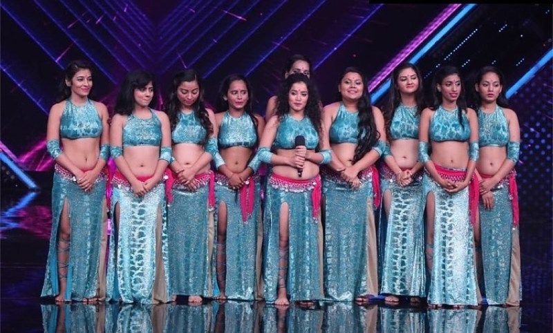 Pyaari Rajput (second from the left), along with her team, on the show Dance Plus Season 5