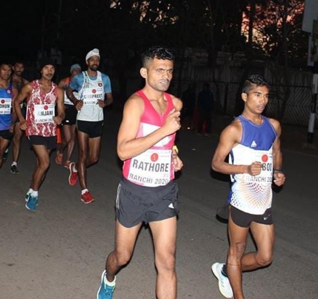 Ram Baboo during the 50km race walk at the 7th National Race Walk Championships in 2020