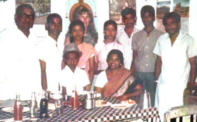 Ramachandra Babu with his parents, siblings and a friend