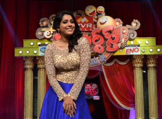 Rashmi Gautam on the sets of the television serial 'Extra Jabardasth'