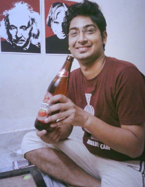 Ravi Gupta drinking a beer