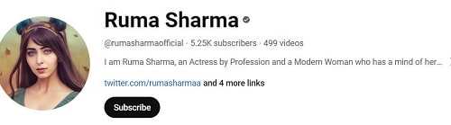 Ruma Sharma's YouTube account