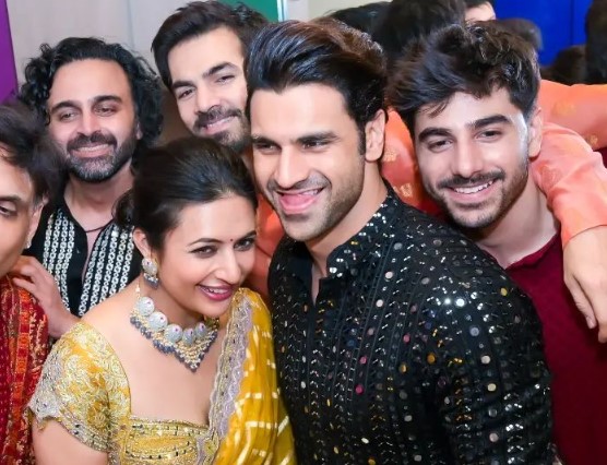 Satyam Tyagi (first from right) while partying with the Indian television celebrities