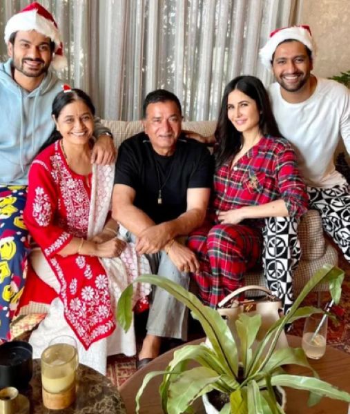 Sham Kaushal with his wife, sons, and Katrina Kaif
