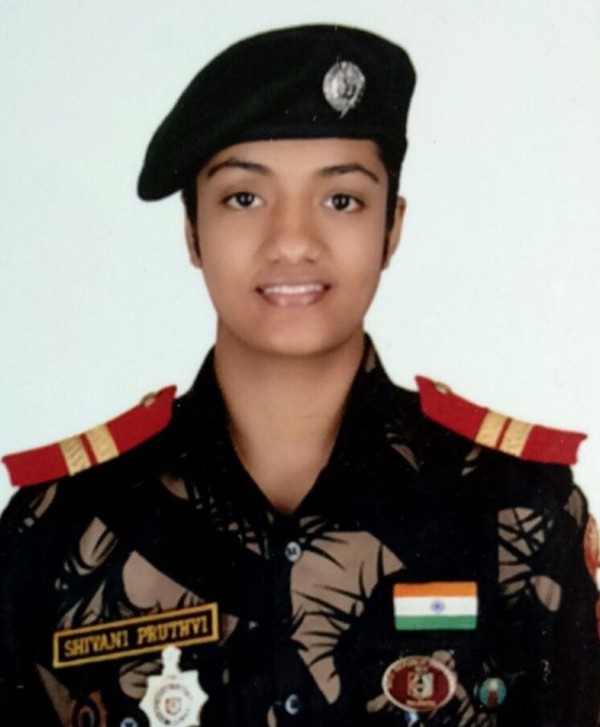 Shivani Pruthvi dressed as an NCC cadet