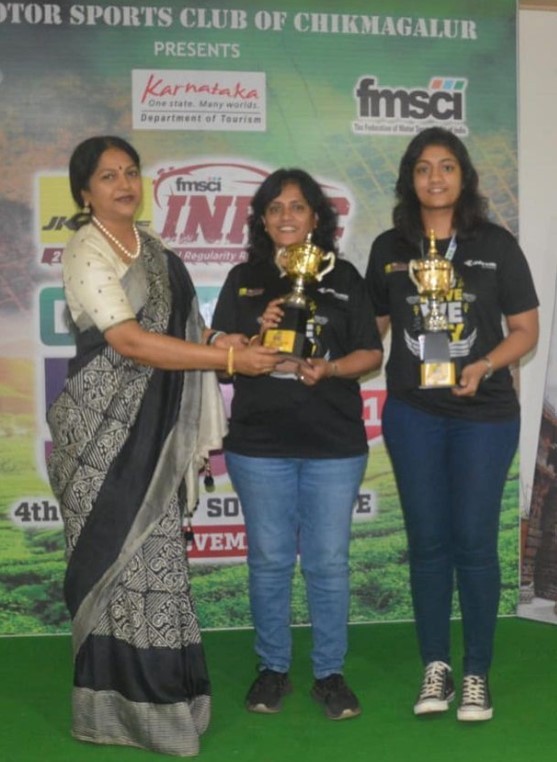 Deepti Pruthvi (centre) and Shivani Pruthvi (right) after winning the Shalmala River Protection Rally