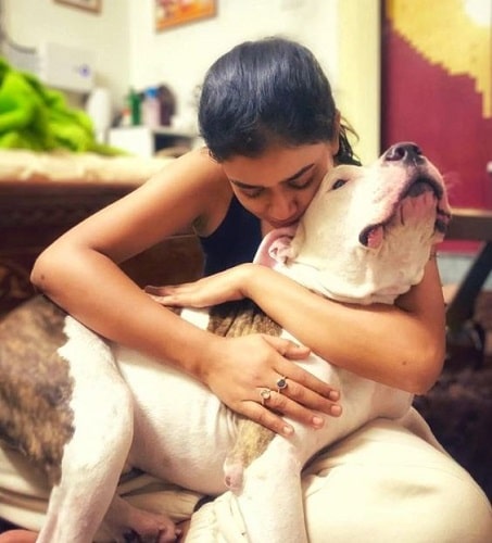 Swayamsiddha Das with her pet dog