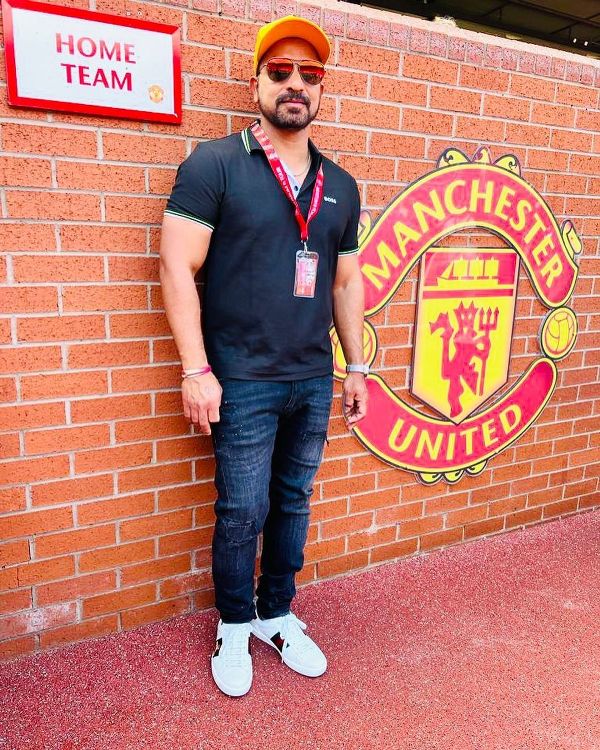 T Dilip during a trip to Manchester United Stadium, Old Trafford