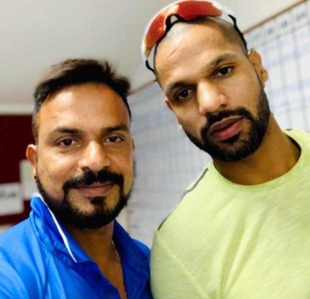 T Dilip with Shikhar Dhawan (right)