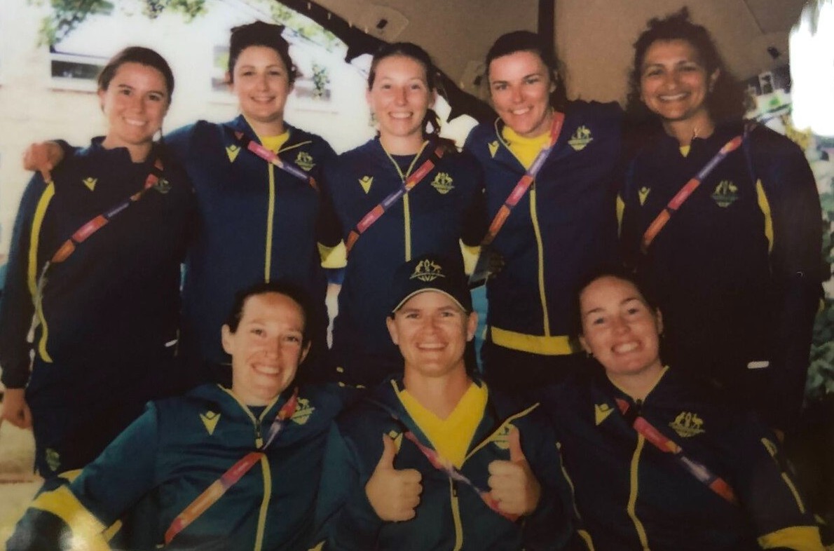 Urmila Rosario (standing, extreme right) when she was working for South Australian Cricket Association (SACA)