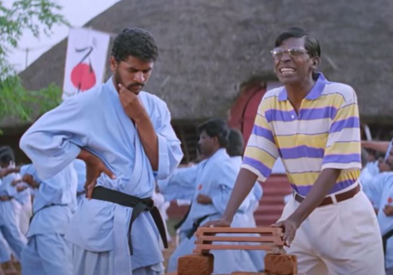 Vadivelu (right) in a still from the film 'Kadhalan'