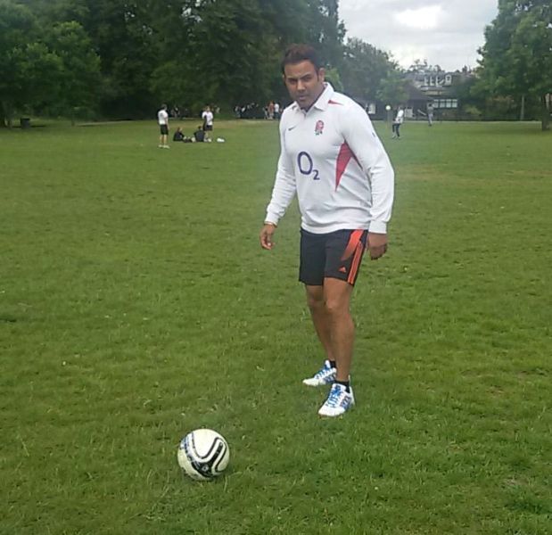 A photo of Bhupinder Singh while playing football