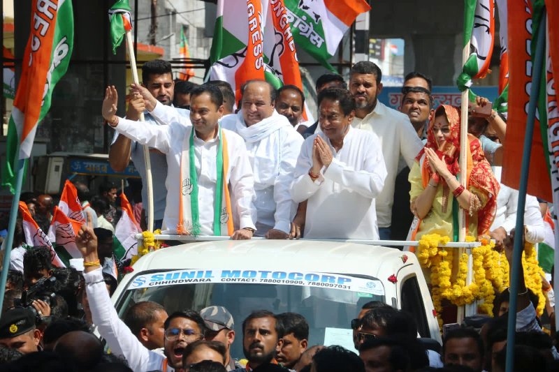 A photo of Nakul Nath taken during an election rally in Madhya Pradesh