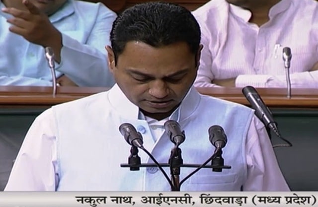 A photo of Nakul Nath taken while he was giving a speech in the Lok Sabha