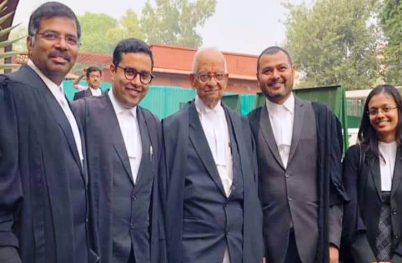 A photo of the team of lawyers led by K. Parasaran in the Ram Janm Bhoomi case