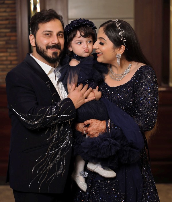 Myreen Grover with her parents, Hunner Grover and Geetika Grover