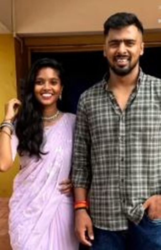 Abhishek S Gowda with his sister
