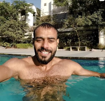Abhishek Singh Thakur while enjoying swimming