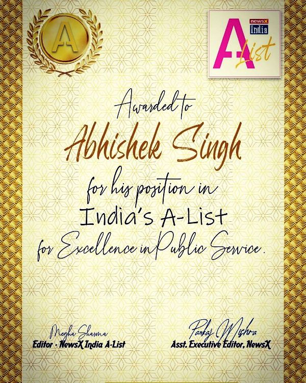 Abhishek Singh's certificate that was given to him by NewsX
