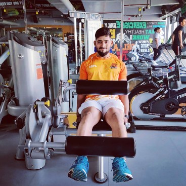 Aditya S Shinde while working out in a gym