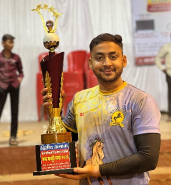 Akshay Jaywant Bodake after winning the Men's Open Group Kabaddi competition organized by Shri Balvikas Sports Mandal in 2023