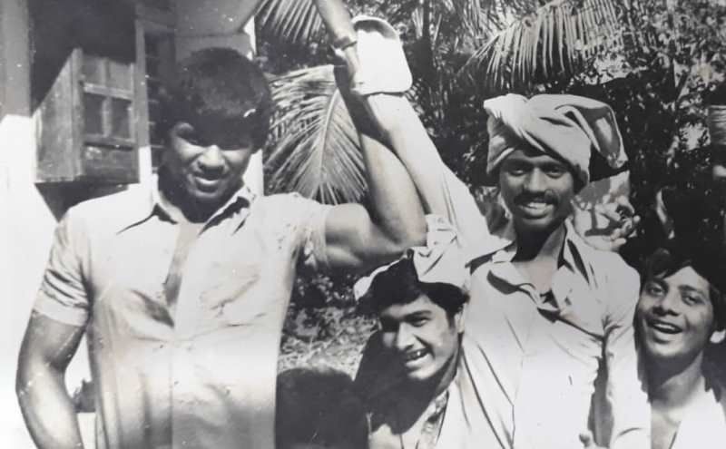 An old photograph of Dinesh Phadnis (extreme left)