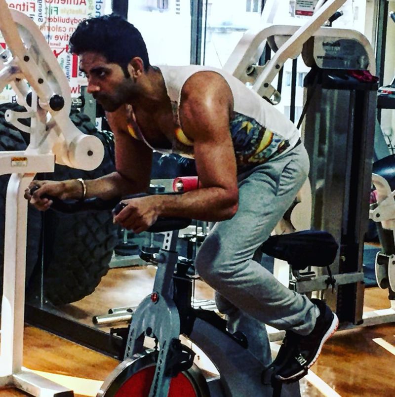 Ankit Bathla working out in the gym