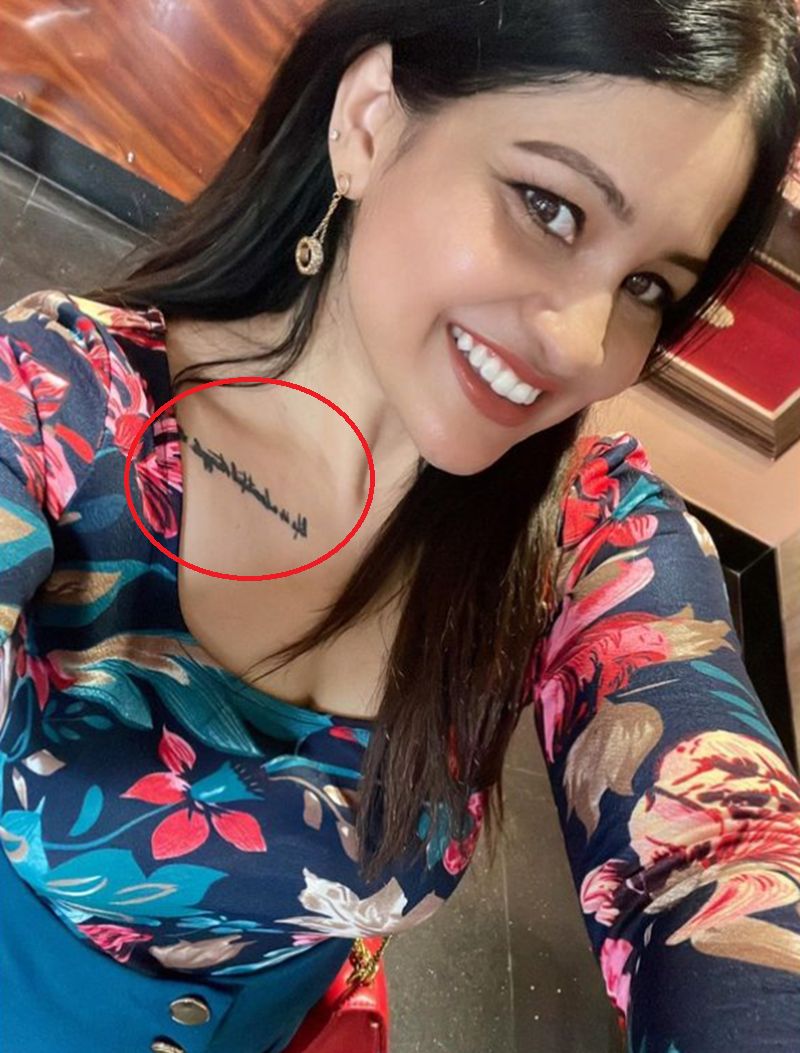 Anu Mitra's tattoo on her chest