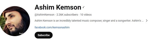 Ashim Kemson's YouTube channel