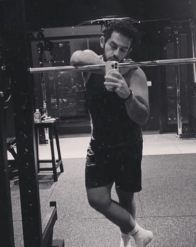 Azaan Sami Khan at a gym