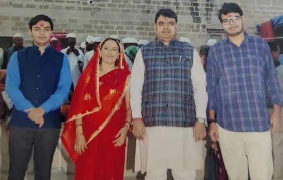 Bhajan Lal Sharma with his wife and two sons