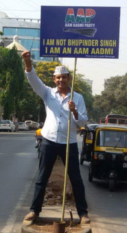 Bhupinder Singh campaigning for Aam Aadmi Party (AAP) during elections