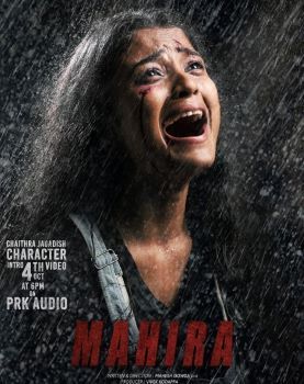 Chaithra J Achar on the poster of the film Mahira