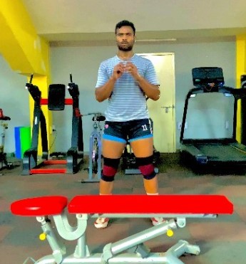 Deepak Arjun Shinde while exercising at a gym