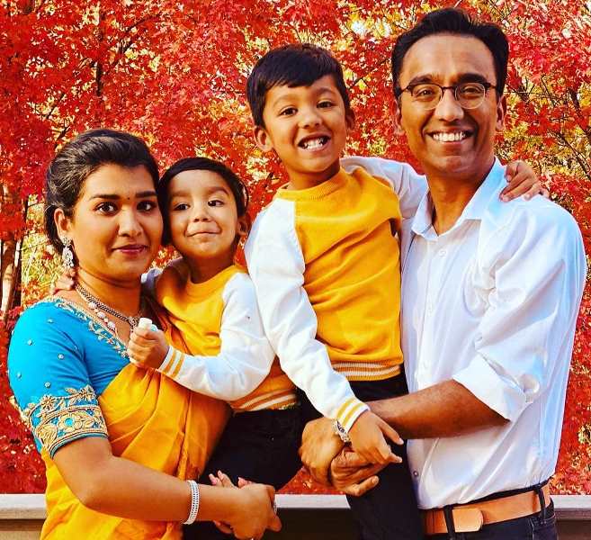 Dr Pal Manickam with his wife and children