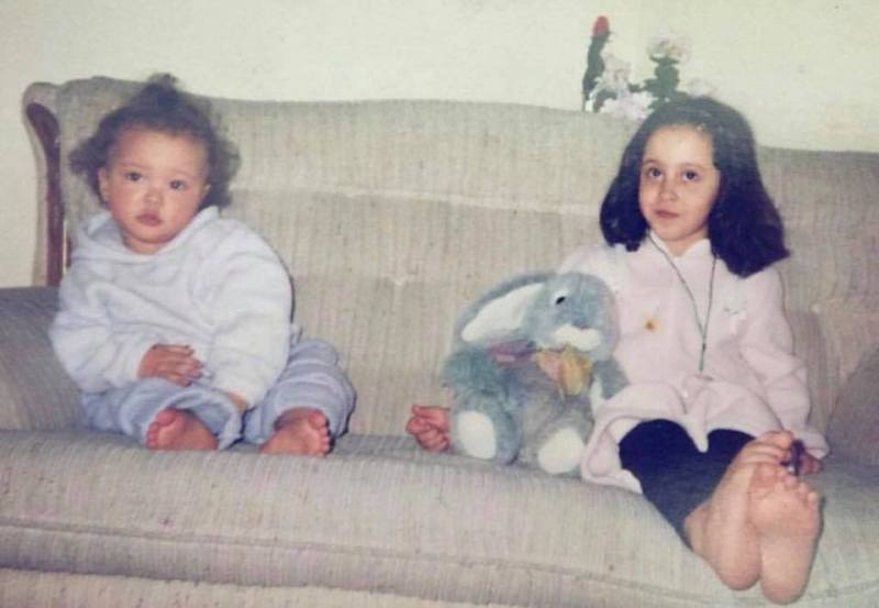 Faouzia (left) with her elder sister during her childhood