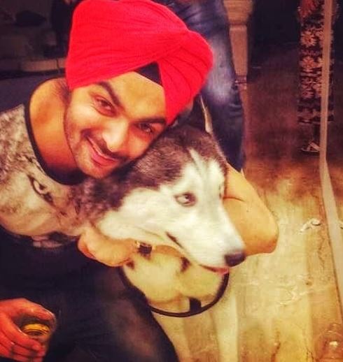 Gagan Singh with his pet dog