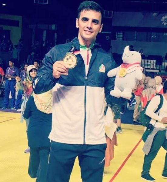 Hamid Nader after winning the silver medal in the 2018 Asian Games held in Jakarta